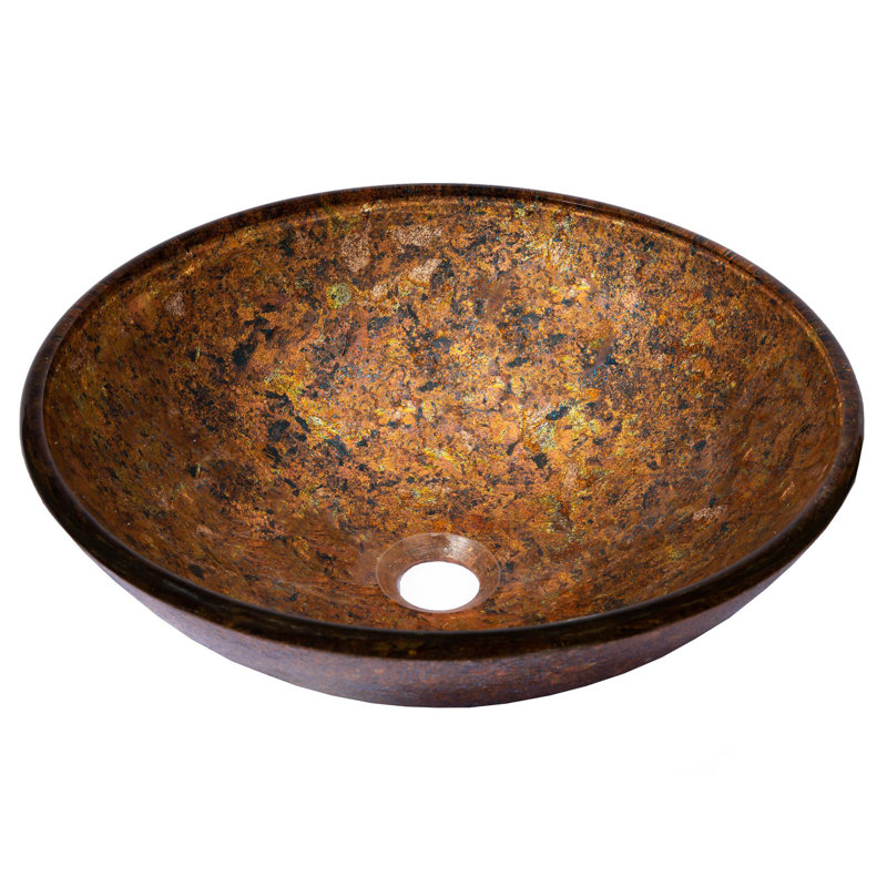 EdenBath Eden Bath 16.5'' Copper Glass Circular Vessel Bathroom Sink